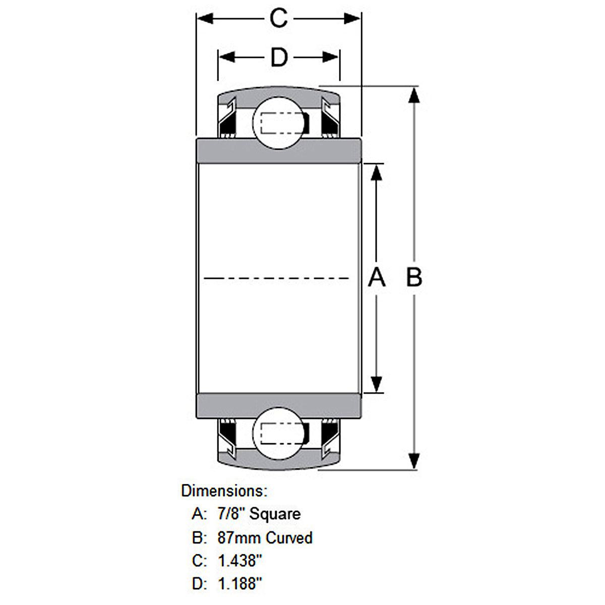 W208PPB11 DISC BEARING 7/8"